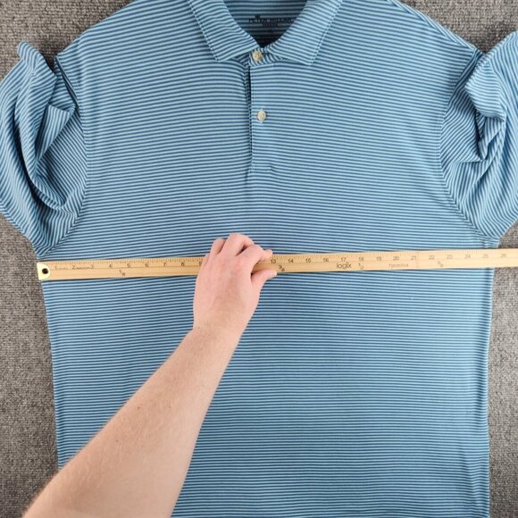 Peter Millar Seaside Polo Shirt Striped Blue XL Stretch Golf Short Sleeve Adult - Picture 5 of 11